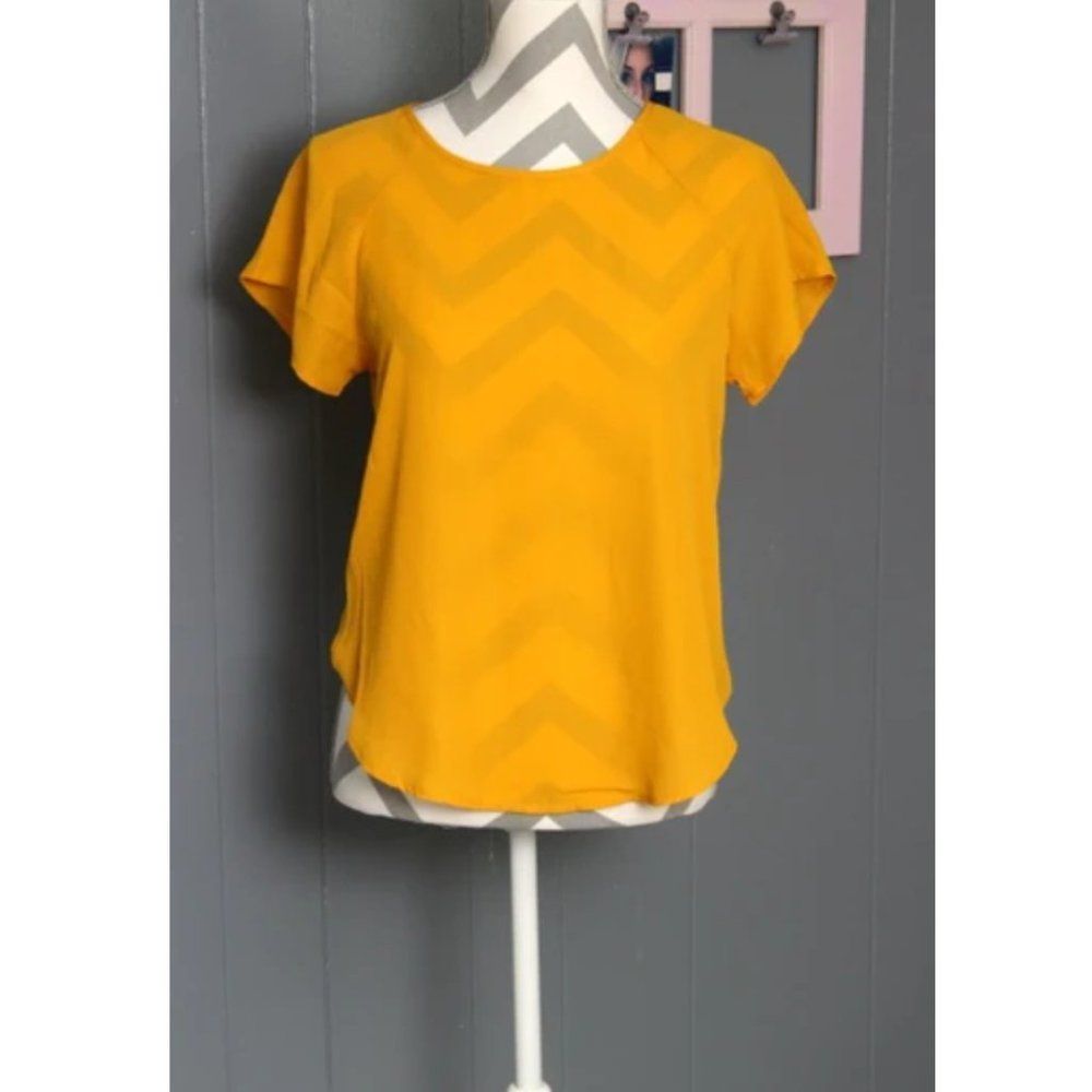 NWT If It Makes You Happy Top Mustard Yellow Short Sleeve Size Small